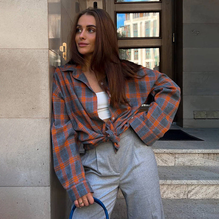 Angela | Oversized Plaid Shirt