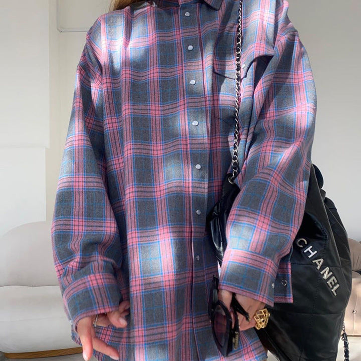 Angela | Oversized Plaid Shirt