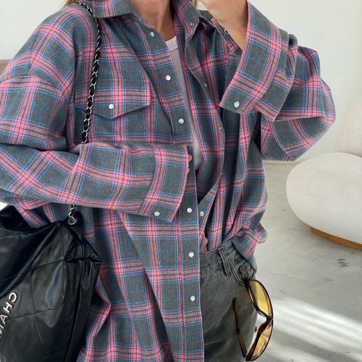 Angela | Oversized Plaid Shirt